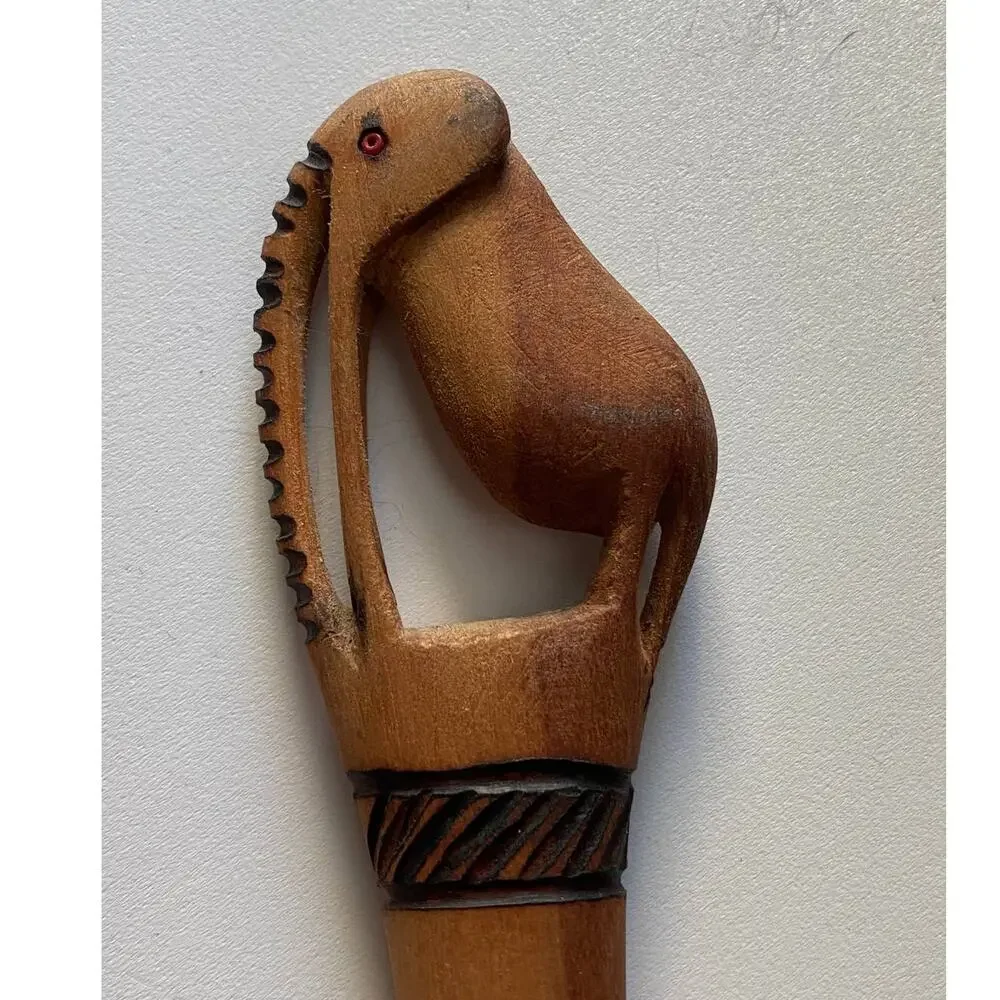 Vintage wooden spoon, hand carved elephant 14 inch